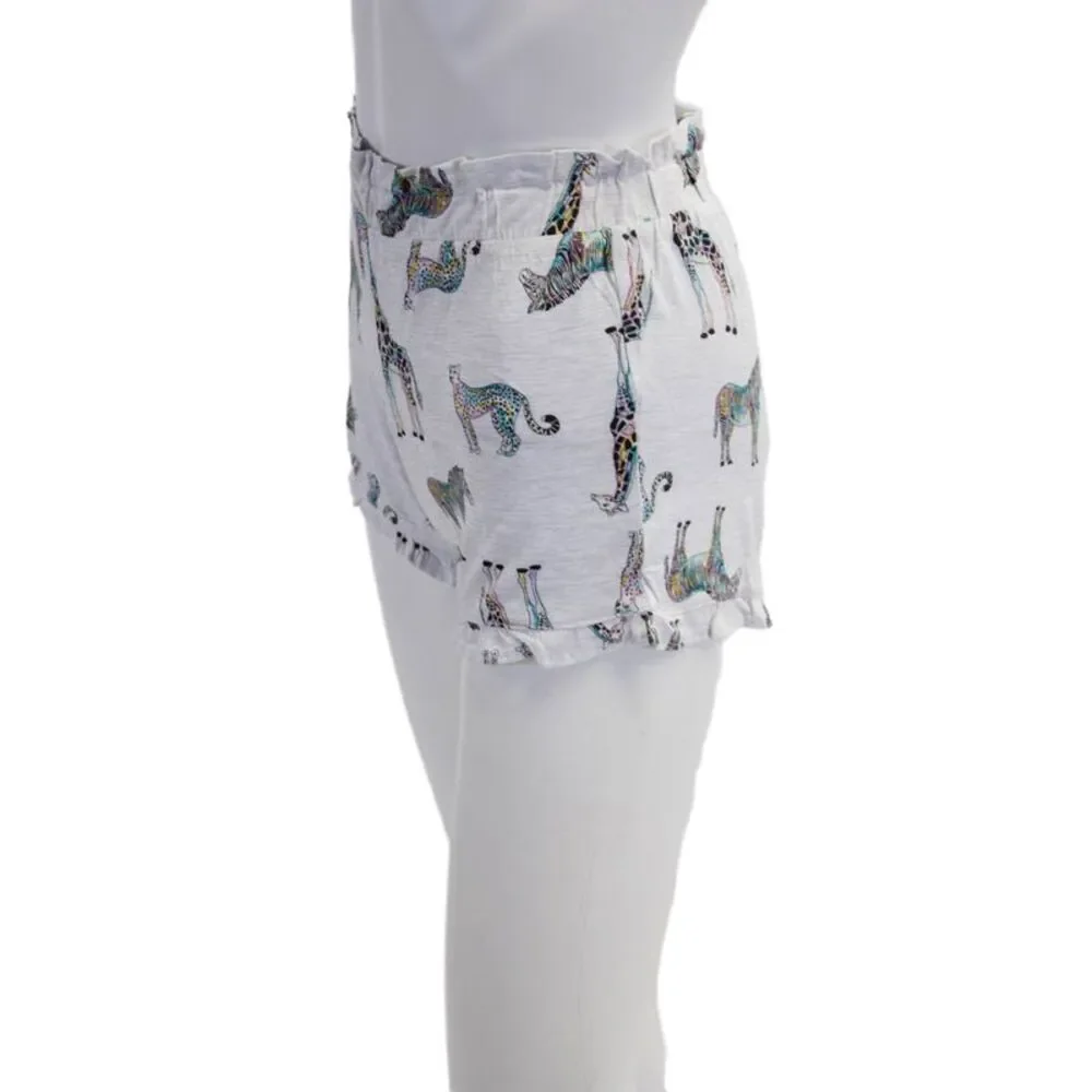 Emerson Road Womens Zebra Print Shorts Pajama Set Gray Size Extra Small